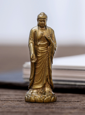 简修行阿弥陀佛接引像小摆件西方三圣站像精致迷你本命佛文创礼品