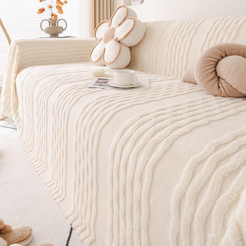 奶油风沙发盖布秋冬季2024新款沙发巾防滑沙发套罩防猫抓坐垫毯子