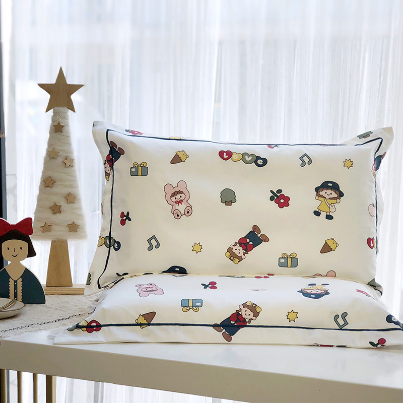 A类全棉薄款60支长绒棉儿童枕套 卡通乳胶枕套小孩枕头罩48*74CM