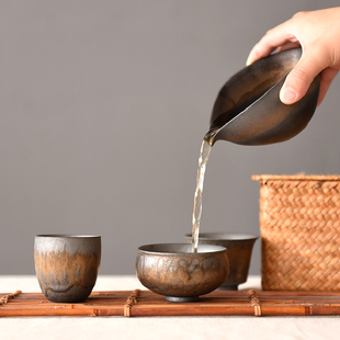 粗陶公道杯家用陶瓷分茶器功夫茶具泡茶茶海复古均杯禅意茶道 日式