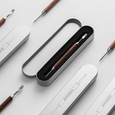 KONA花式咖啡雕花针  实木勾花棒 韩式梨花木不锈钢拉花针 勾花棒