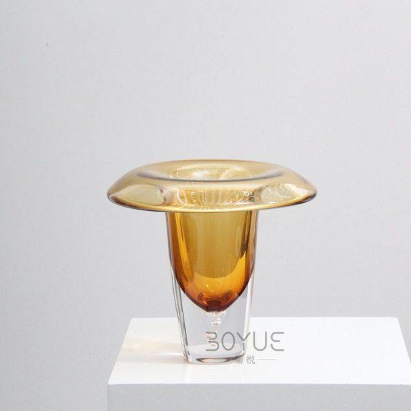 新中式蘑菇云形脚琥珀色琉璃花样板房民宿茶室桌面花艺装饰品,家居饰品,花壶瓶,淘宝优惠券,粉丝福利购,淘宝优惠卷