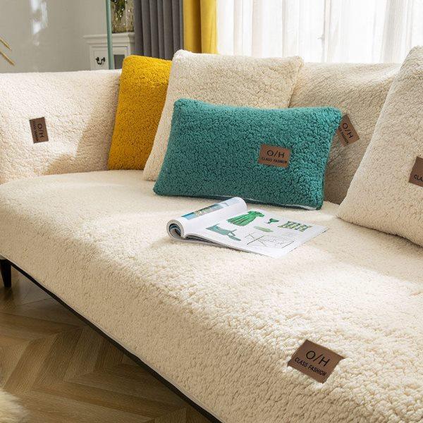 冬季羊羔绒沙发垫加厚毛绒坐垫子防滑皮沙发套罩档北欧简约通用,居家布艺,沙发垫,淘宝优惠券,粉丝福利购,淘宝优惠卷