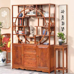 子客厅茶叶架实木桌面茶展示柜置物架茶室柜博古架新中式多宝阁