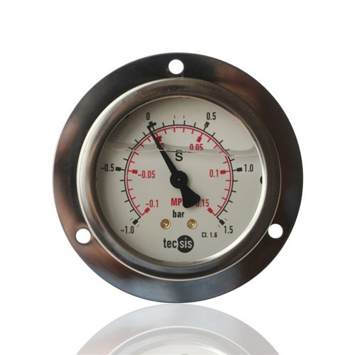 轴向带前边泰科斯tecsis不锈钢压力表耐震充油YBN63ZT -1~1.5BAR