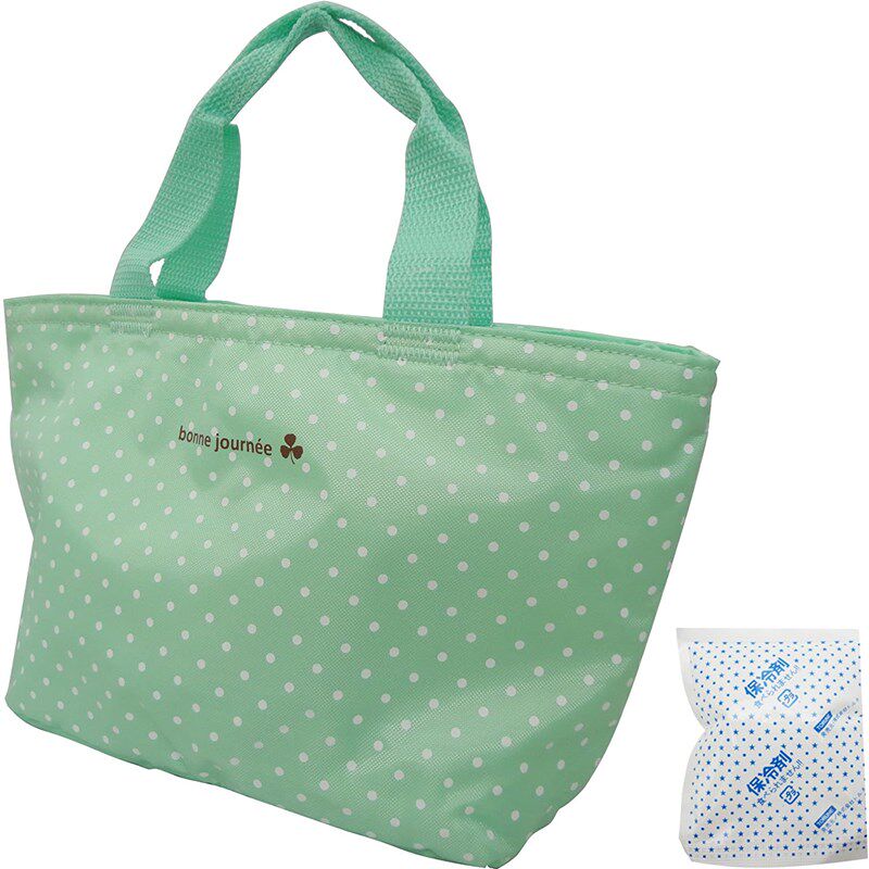 绿色圆点饭盒袋  饭盒包 保冷便当包带冰袋 防水轻便饭盒兜,收纳整理,便当包,淘宝优惠券,粉丝福利购,淘宝优惠卷