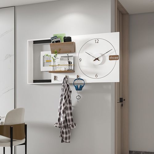 2024新款实木电表箱装饰画钟表现代配电箱挂钟遮挡时钟弱电盒带钟