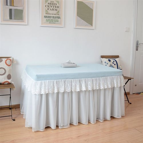 新款奶油风蓝色布艺蕾丝纱裙摆茶几电炉烤火桌桌罩防尘罩装饰罩套