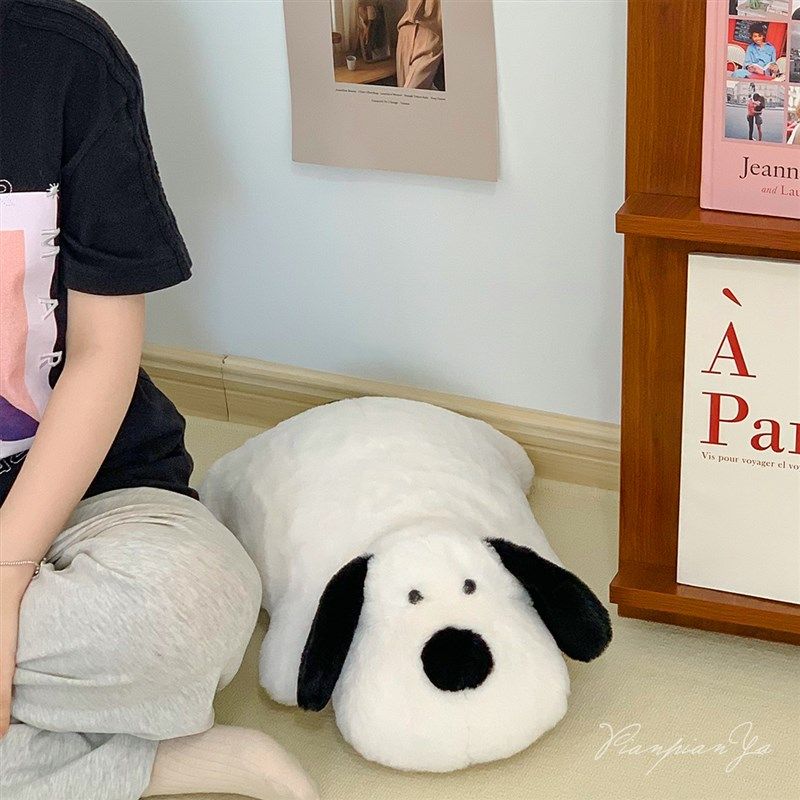 可爱治愈黑白小趴狗毛绒玩具 客厅卧室靠枕坐垫 哄睡玩具修狗玩偶,节庆用品/礼品,创意玩偶,淘宝优惠券,粉丝福利购,淘宝优惠卷
