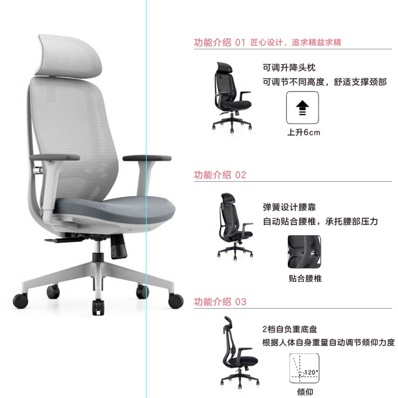 人体工学椅子电脑办公座椅职员员工椅升降可仰宿舍卧室书房办公室