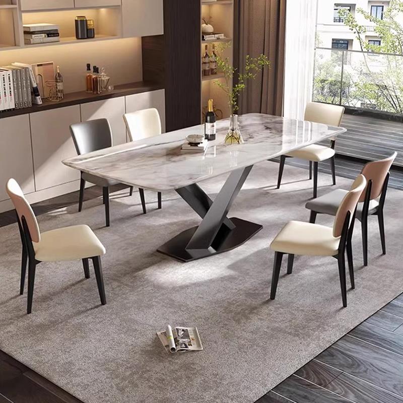 意式轻奢超晶石餐桌椅组合家用小户型客厅现代简约长方形西餐桌