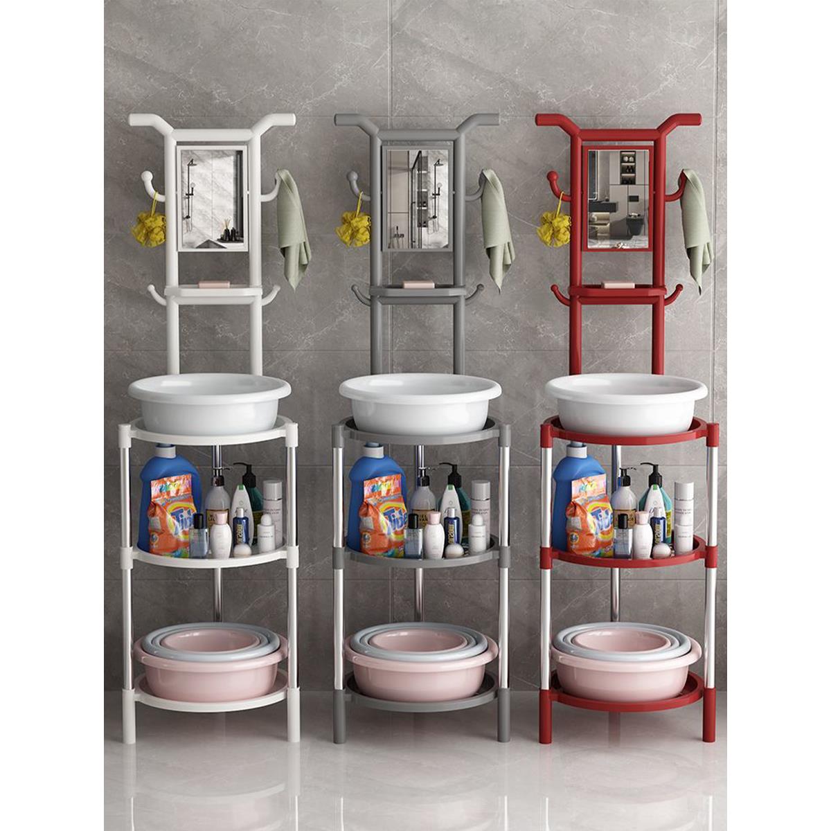 脸盆架落地式洗脸盆架子落地家用农村脸盆置物架镜子防水洗脸架