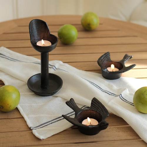 覆古做旧铸铁小鸟烛台装饰摆饰烟灰缸花园庭院餐柜烛光晚餐拍照