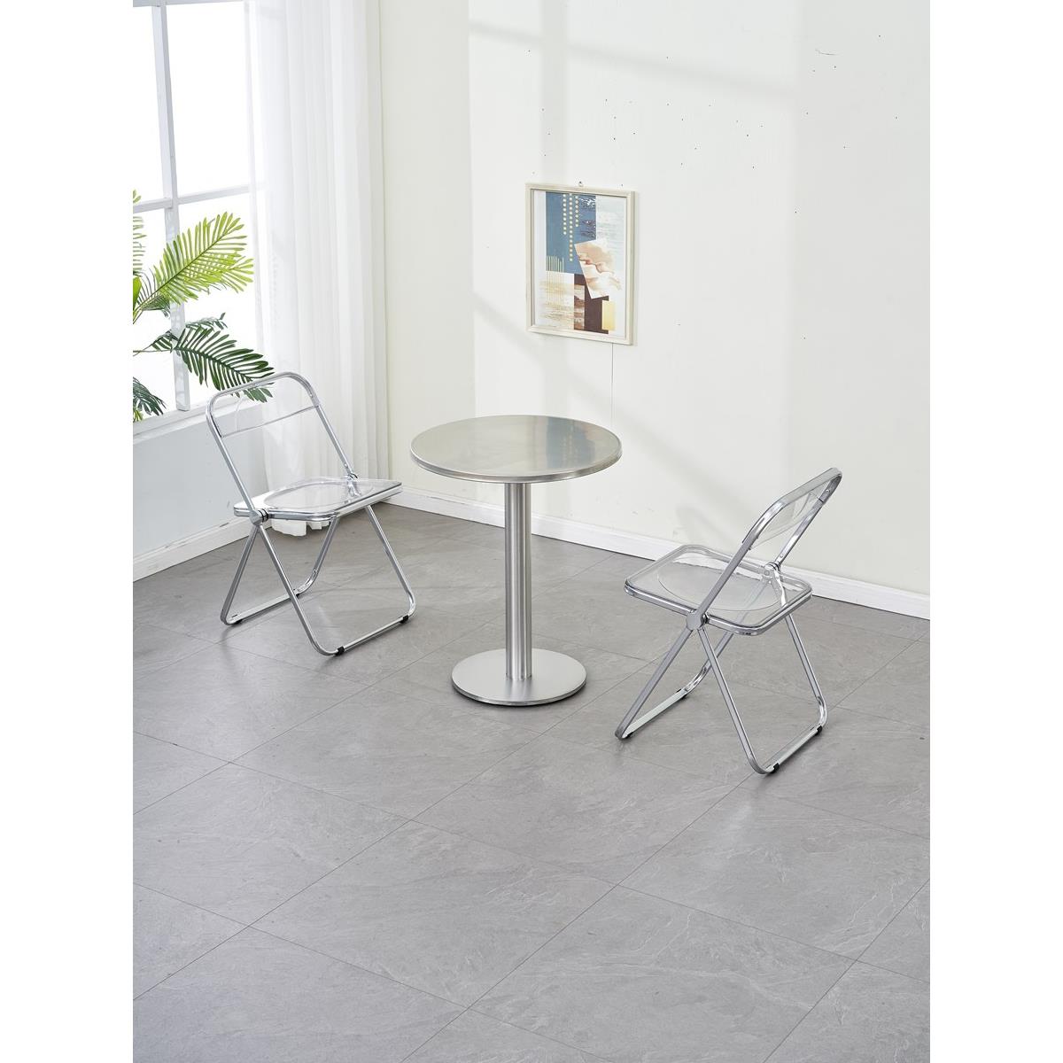 不锈钢小圆桌子网红咖啡厅奶茶汉堡甜品蛋糕店酒吧工业风餐桌商用