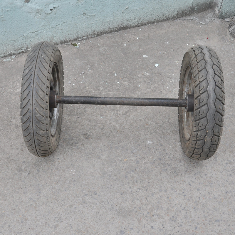 17寸真空胎 旧摩托轮改造两轮连轴马车轮 工地车轮 平板车轮胎