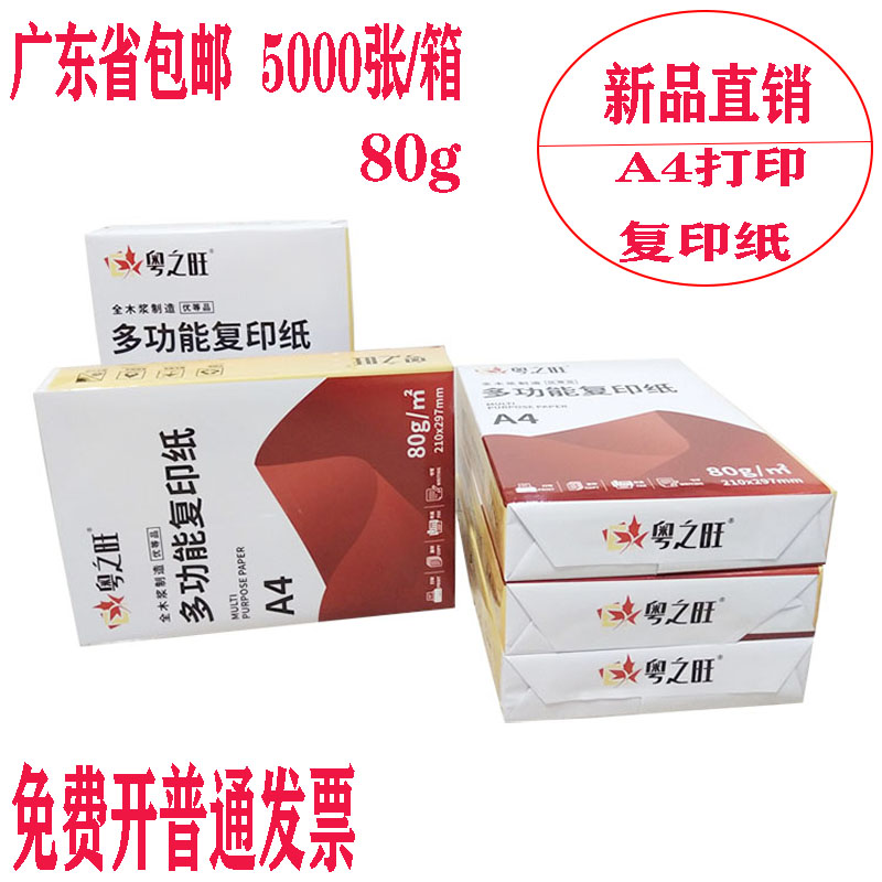 粤之旺a4复印纸A4双面打印纸防静电多功能办公用纸500张/包 80g纸