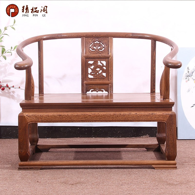 红木家具鸡翅木大禅椅盘腿打坐椅仿古中式实木太师椅圈椅禅修椅子