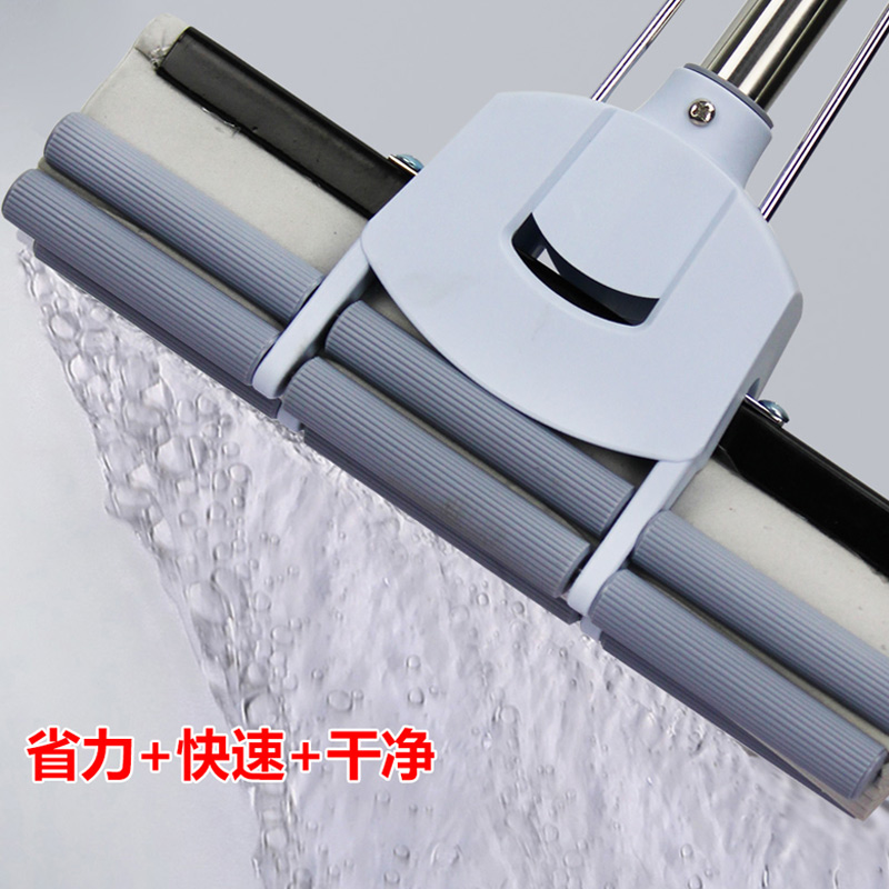 亿丽佳海绵拖把头38cm滚轮式挤水墩布吸水胶棉地拖家用免手洗拖布