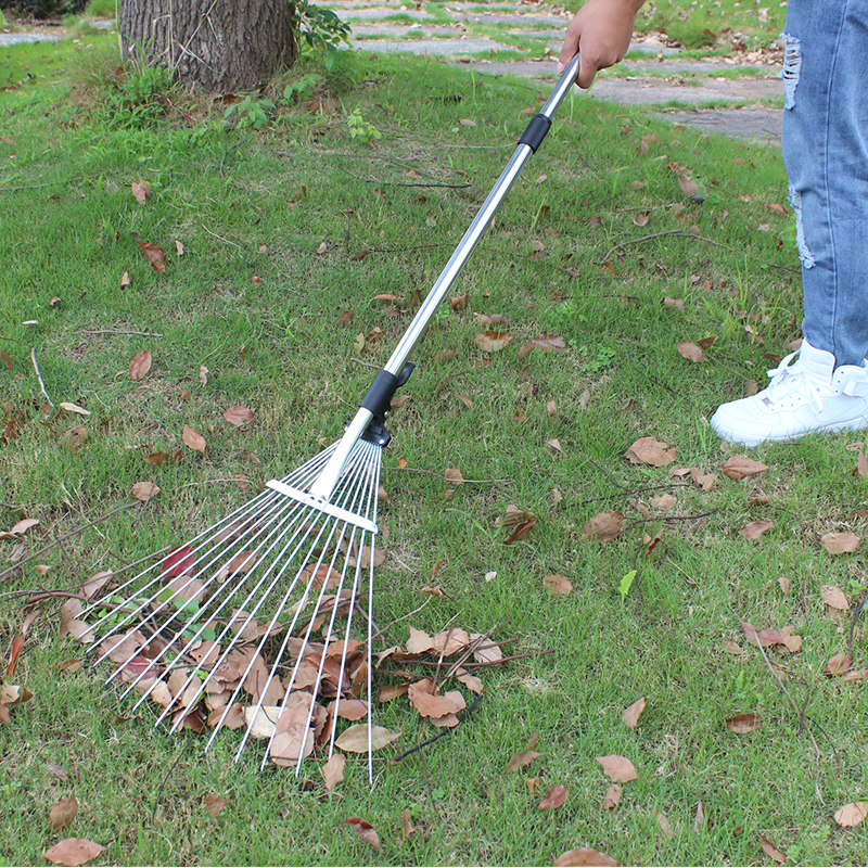草坪落叶耙子菜园搂草枯枝耙可伸缩密齿农用不锈钢多齿草皮耙子