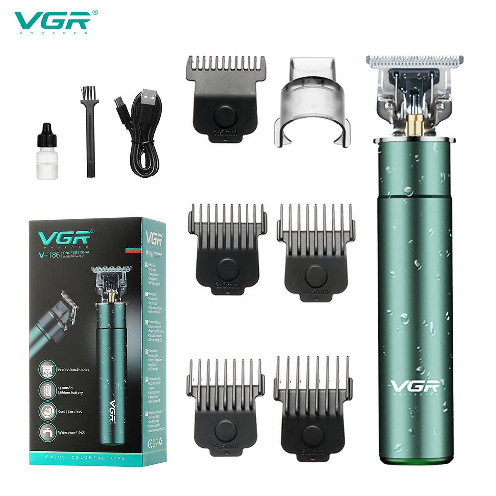 vgr186充电式电推剪雕刻T型刀头USB金属推子水洗油头理发器新款