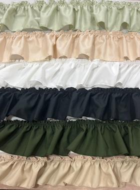 零剪 法式木耳边蕾丝窗帘花边简约10cm拼接棉布立边奶油风成品