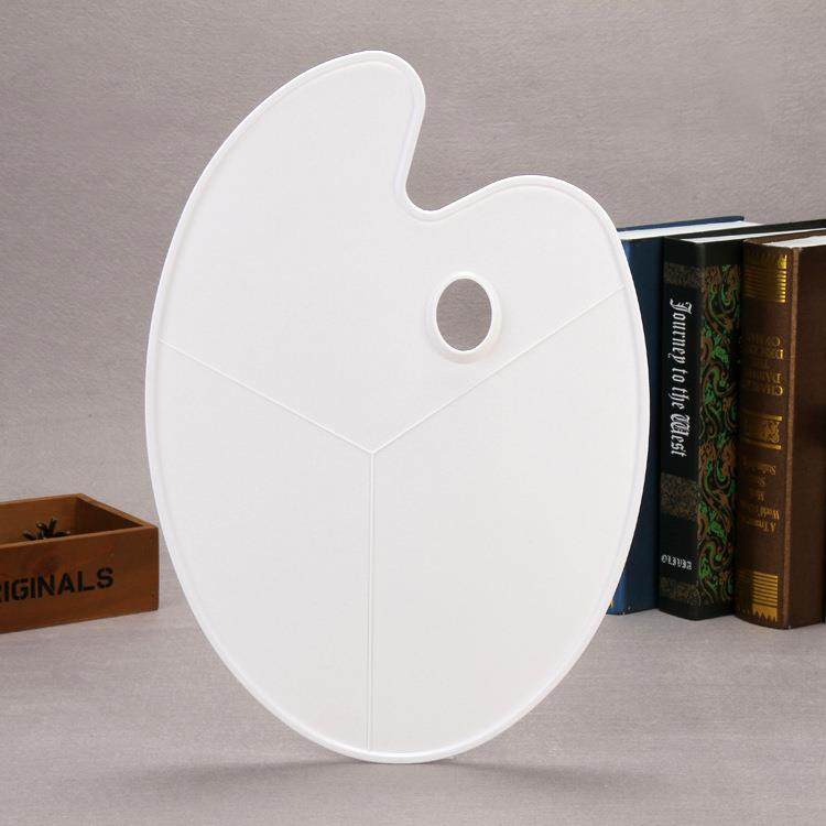 大号水粉调色板椭圆形三线调色板/调色盘/颜料调色盒/调色碟塑料