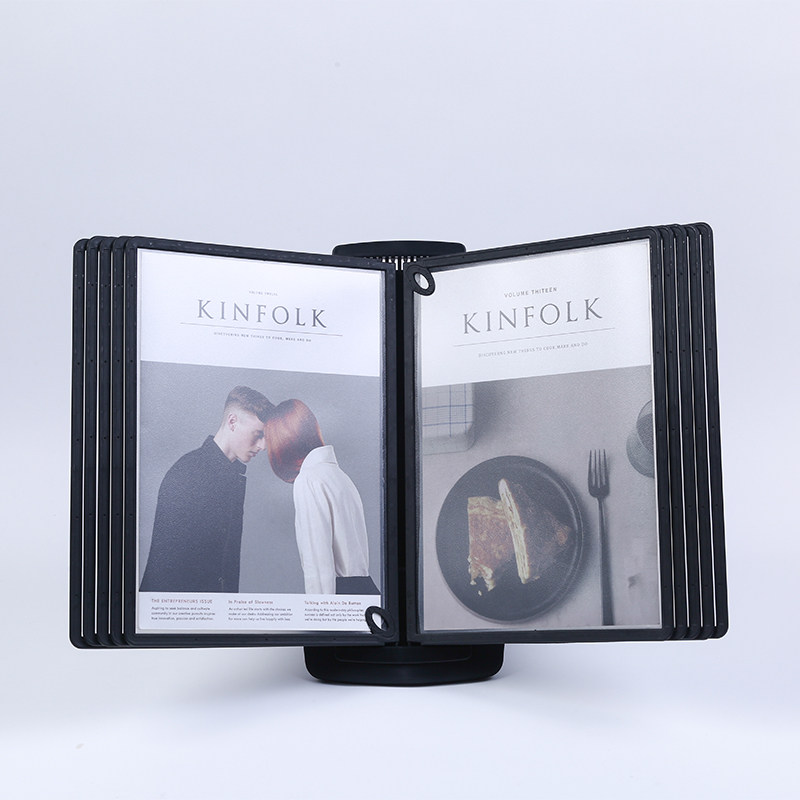 厂家A4翻页文件架10页桌面展示架资料夹台式活页餐厅车间操作架