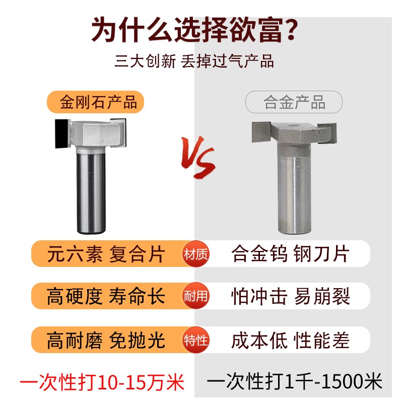 金刚石铣刀T型槽锯木工槽刀榫合刀数控开槽刀滚珠T型刀木板开槽刀