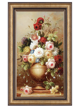 简约欧式古典玄关过道走廊装饰画美式入户楼梯口油画花卉壁画挂画