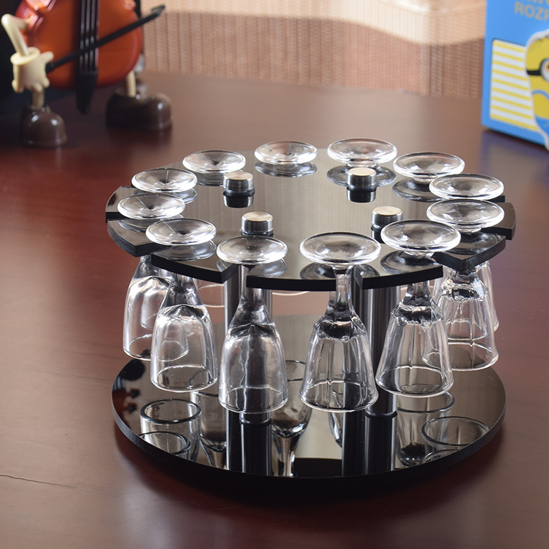 白酒杯架酒架小酒杯倒挂架子6杯12杯套装高脚小酒杯一口杯圆形架