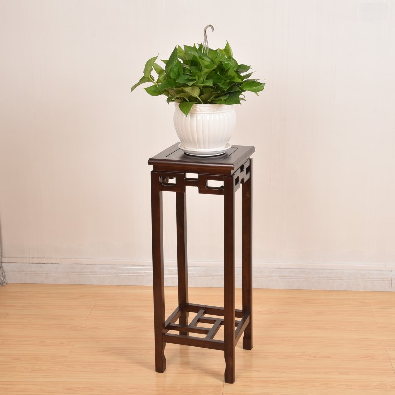 榆木实木花架中式仿古客厅绿萝盆景架木质阳台室内落地红木置物架