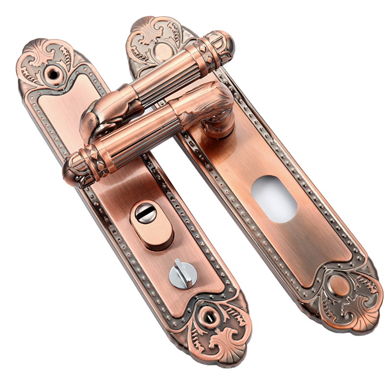 欧式红古铜大门防盗门锁单双开门入户门把手铝合金门拉手锁芯锁体