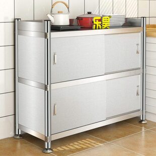 不锈钢厨房置物架多功能橱柜家用碗多层昊柜落地储物柜微波炉乐子