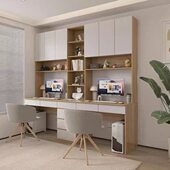 学习书柜家用客厅实木书桌一体双人学生卧室书架带定制组合写字桌