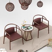 椅茶实木休闲椅黑胡桃木子三件套北美新中式 圈椅书桌椅禅意太师椅