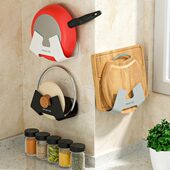 免打孔锅盖架置物架子沥水小锅盖厨房壁挂式 收纳架砧板通用大案板