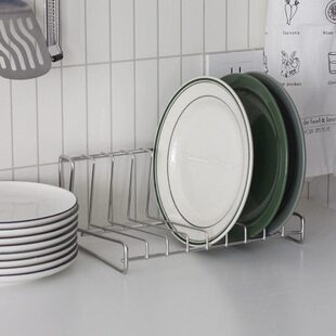 圆架盘架沥水架小菜架晾30磁收纳架碟餐盘不锈钢厨房置物架碟板4