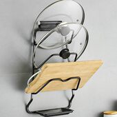 盘铝壁挂锅盖架菜板架空带接水厨房收纳沙王置物架砧板免打孔百太