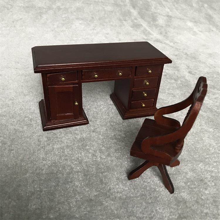 1:12娃娃屋miniaturefurniture木质迷你家具复古书房场景书桌椅,3C数码配件,USB灯,淘宝优惠券,粉丝福利购,淘宝优惠卷