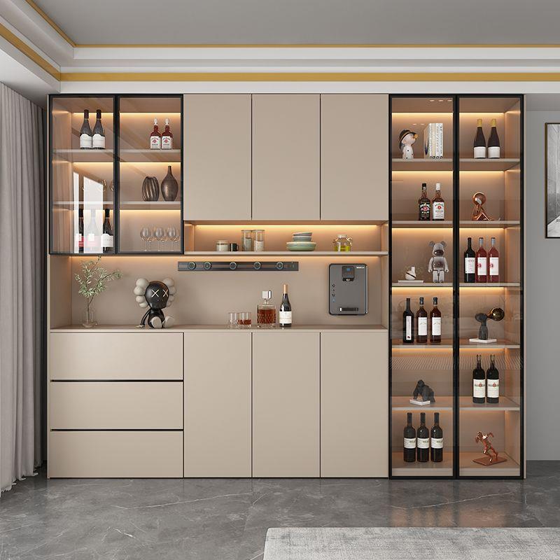 北欧风餐边柜酒柜一体壁柜落地靠墙简约家用客厅储物柜高柜收纳柜