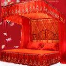 U型轨道蚊帐三开门导轨公主风1.5m1.8米2m双人床加密宫廷婚庆家用