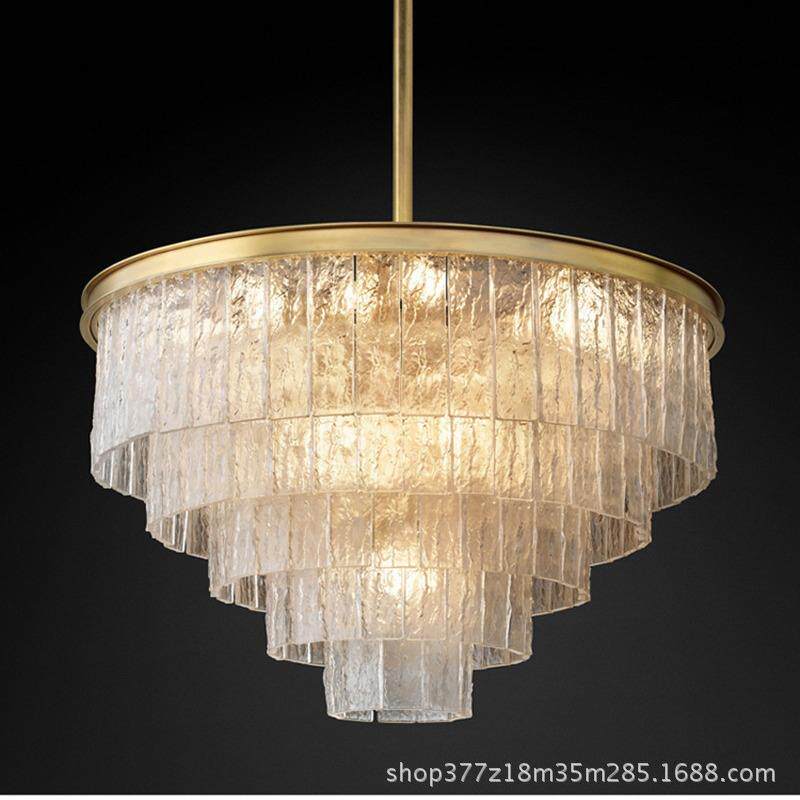 RH后现代简约装饰琉璃水晶吊灯客厅卧室工程样板房创意吸吊两用灯