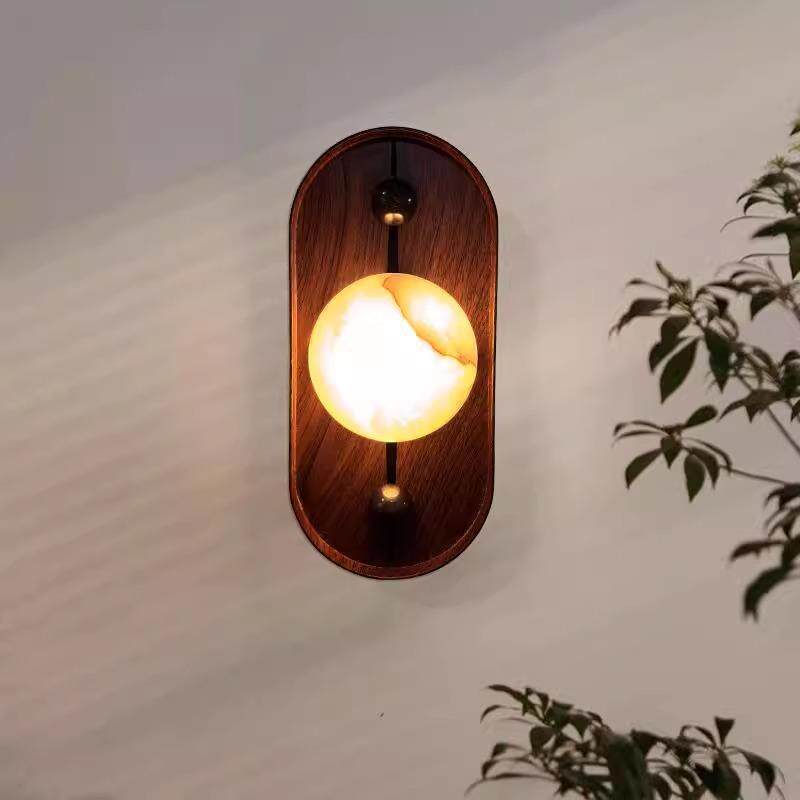 云石壁灯复古艺术设计师客厅卧室床头装饰灯法式中古过道走廊壁灯