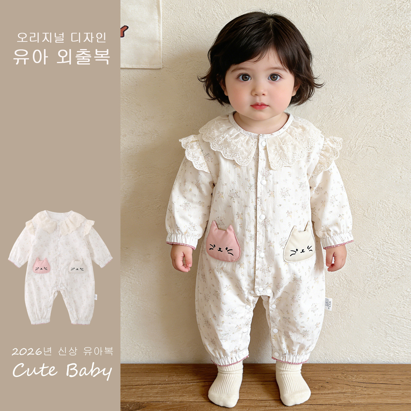 婴儿连体衣春季新款碎花荷叶领长袖哈衣韩版女宝宝包屁衣外出爬服,童装/婴儿装/亲子装,连身衣/爬服/哈衣,淘宝优惠券,粉丝福利购,淘宝优惠卷