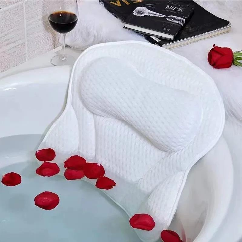 跨境通用3D高弹浴缸枕头SPA泡澡靠枕泡浴养生靠背垫洗澡头枕头靠