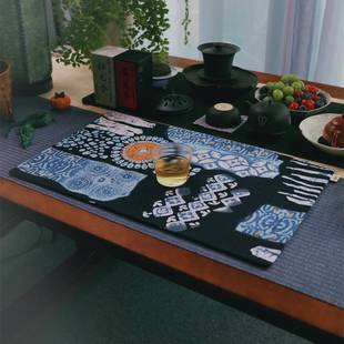 棉麻印花吸水小茶垫复古中式禅意茶席一人干泡茶布艺桌垫喝茶桌布