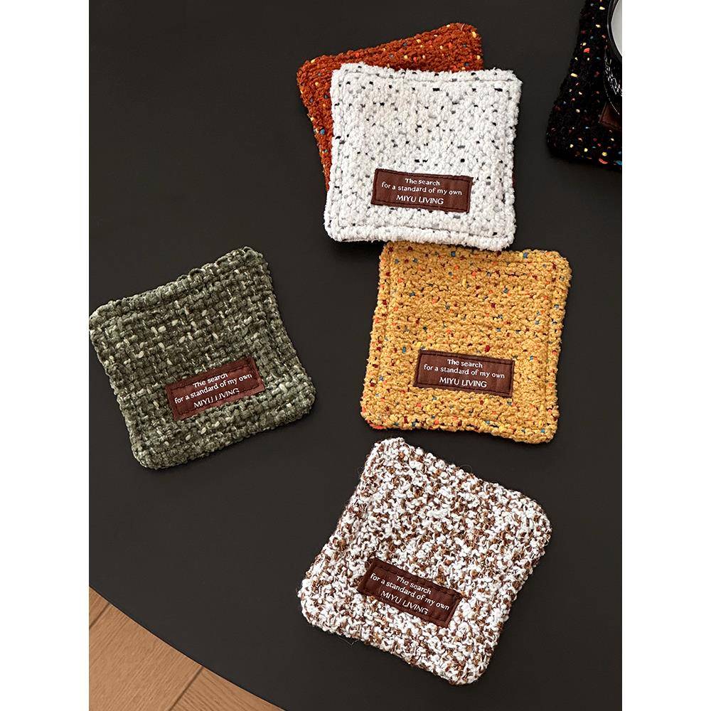 MIYU 布艺针织杯垫ins防烫茶杯垫子复古风餐桌装饰餐垫桌面隔热垫