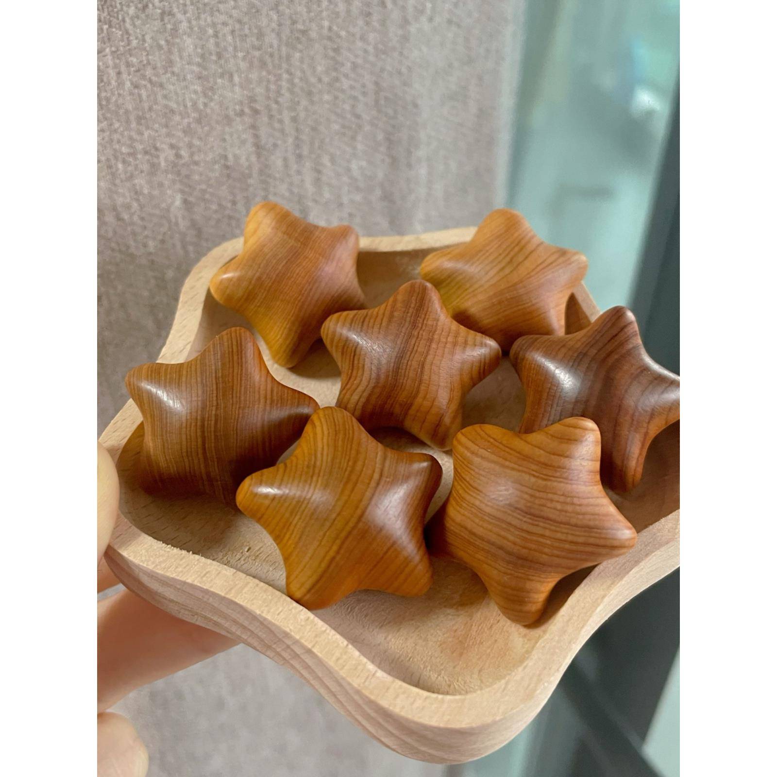 天然木雕星星陈化料老料崖柏星星文玩小星星礼物挂件星星手机挂