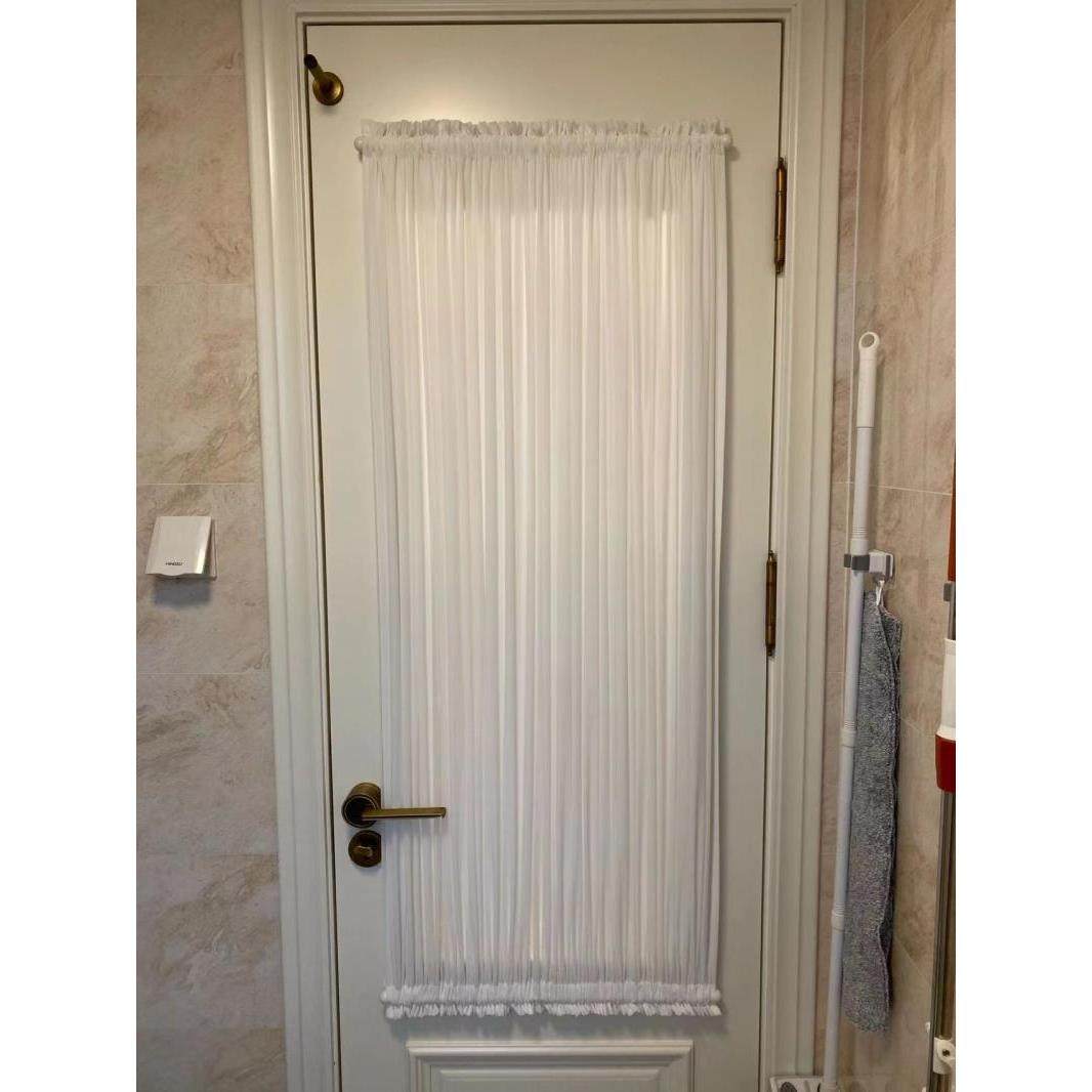 绷纱纱帘飘窗免打孔上下穿杆玻璃门帘魔术贴内开窗美式隔断帘窗帘