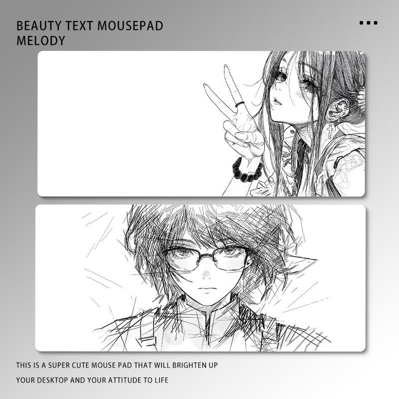 黑白线 线条滑鼠垫超大号电竞游戏专业滑鼠垫办公桌垫学生电脑键